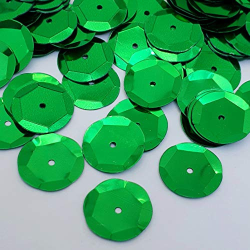 MajorCrafts® 40grams 12mm Round Loose PVC Sew-On Cup Sequins Arts and Crafts Embellishments (Royal Green Q04)