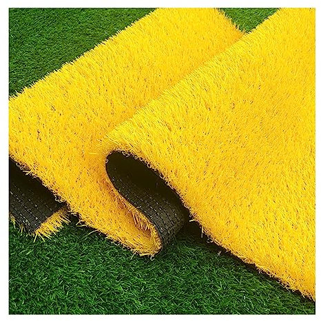 XILYZMO Kunstrasen, Terrasse Gefälscht Rasen Teppiche, Mit Entwässerungslöcher Haustiere Synthetik Grasmatte, Strapazierfähig Weich Garten Grasrolle (Farbe : Gelb, Größe : 31x 59in)