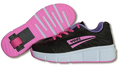 WOHS Turnschuhe mit automatisch einziehbaren Rollen. Schwarz/rosa. Größe 35