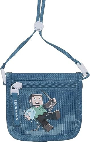 Beckmann, Brustbeutel Jungle Game, Portemonnaie zum Umhängen für Kinder, Grundschule, Green