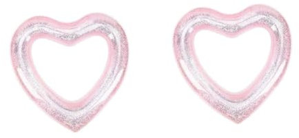 Toyvian 2st Liebe Schwimmring Kinderspielzeug Strandspielzeug Schwimmbecken in Herzform Herz-Pool-schwimmerrohr Aufblasbarer Herzschwimmer Glitter-Schwimmbad in Herzform Roségold PVC Blitz