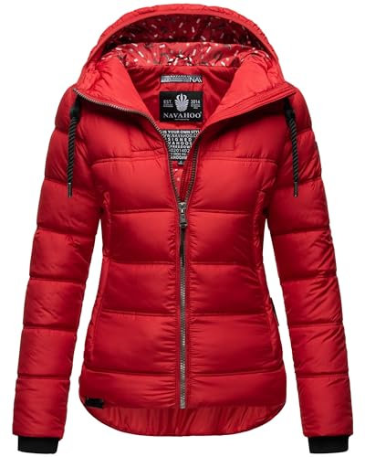 Navahoo Damen Winterjacke Steppjacke gesteppte Jacke mit Kapuze Renesmee XS-XXL (DE/NL/SE/PL, Alphanumerisch, M, Regular, Regular, Rot)