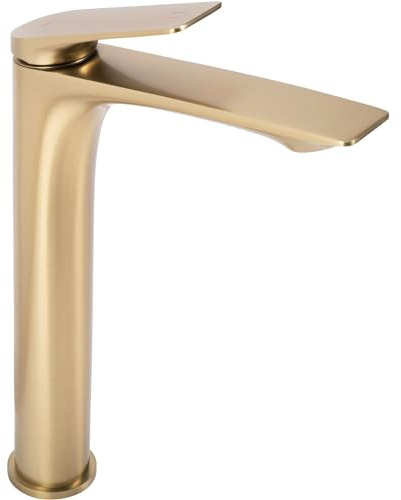 Rea Einhebel-Waschtischarmatur Avalon High Brushed Gold, Messing, Modernes Design - 20X4,2X30CM