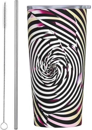 Taza de paja de acero inoxidable con tapa de paja en forma de espiral, ideal para uso diario