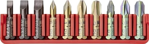 PB Swiss Tools BitBlock mit 10 Bits Kreuz Pozidriv Schlitz PB C6.701 | 100% Swiss Made | Handlicher BitBlock mit PrecisionBits für Standard-Anwendungen in Industrie und Handwerk