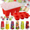 Stampi per Ghiaccioli in Silicone,stampini per gelato bambini per fare ghiaccioli Stampi per Gelato Pieghevoli, Stampo per a Rilascio Facile 6 Fori Stampi Ghiaccioli, DIY 2 in1 Set Stampini Gelato