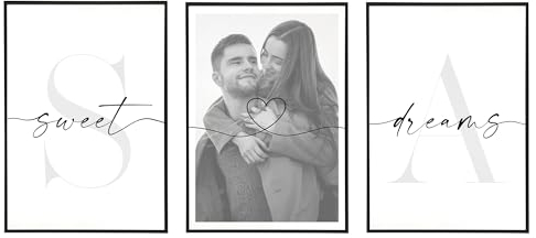 HEI Print Personalisiertes Posterset für Schlafzimmer & Wohnzimmer - 3er Set, ohne Rahmen, Collage Deko für Paare