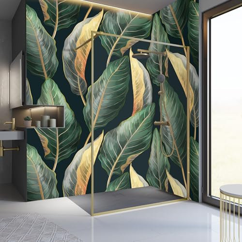 Schulte paroi de douche fixe à l’italienne 120 x 200 cm, profilé or, barre 122 cm de stabilisation recoupable, verre de sécurité 6 mm transparent antical, montage gauche droite, réglage 118.8-120.0
