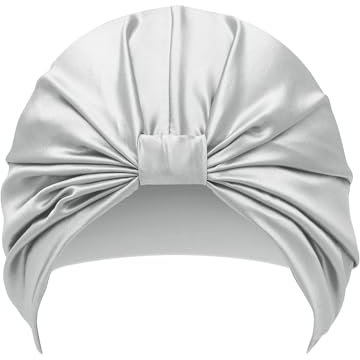 townssilk 100% Mulberry Silk Women's Night Hat, 16 Momme Sleep Cap, Silk Shower Cap, Good for Hair, Protects Hair, Silk Night Hat, Popular, 1 Piece, Silver