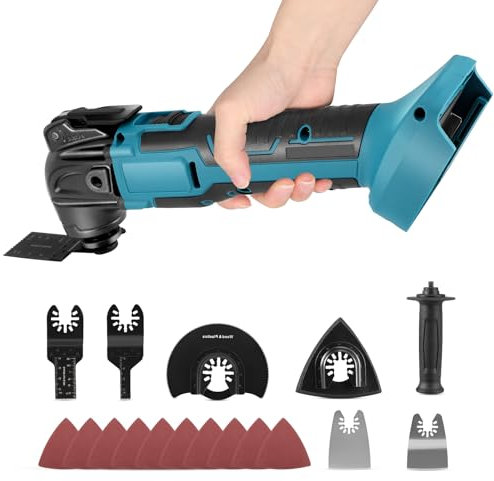 Oscillating Multi Tool Compatible with Makita 21V Battery, Multifunction Brushless Oscillating Tool with 6 Speed, Cordless Multitool 21pcs Accessories for Cutting Scraping Polishing (No Batteries)