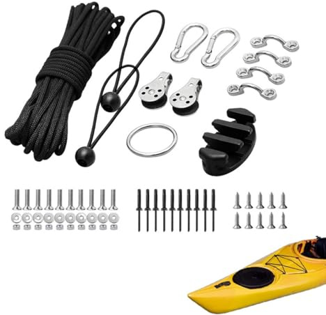 Kajak-Anker-Trolley-Kit, Anchor Wizard Kajak Leverlock Anchor Trolley – Klampe/Seil/Riemenscheiben/Pad Augen/Karabinerhaken/Takelring/Montagezubehör für Kajak Boot Kanu
