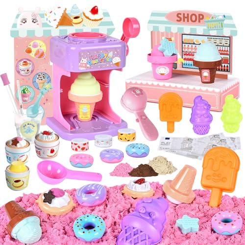 BuzzoXerex Heladero para Niños, Cocina Juguete Accesorios, 37 Piezas Juguete Montessori Comiditas, Creativo Regalo para Niños y Niñas de 3 4 5 6 7 8 Anos