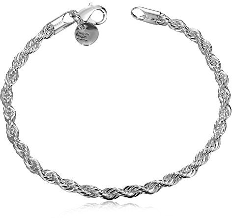 QTYQWC Bracciale a Tre Fili in Argento Sterling Italiano con Catena a Spina di Pesce Intrecciata, Bracciale a Maglie con Corda Intrecciata per Uomo e Donna