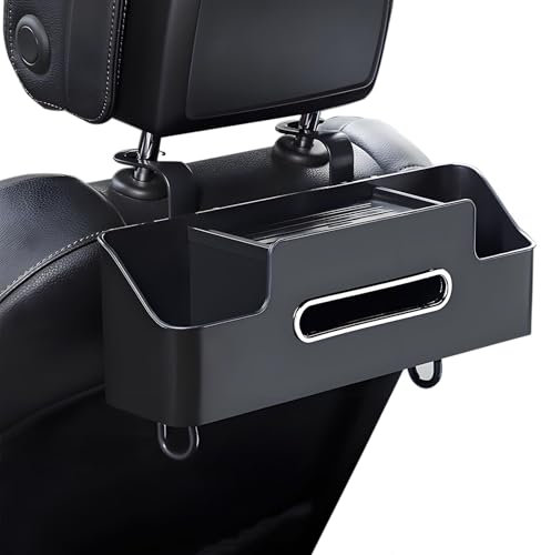 HIAHXC Car Seat Organiser Multifunctional Car Storage Box with Tissue Holder and Car Cup Holder Hanging Car Seat Hook Organiser