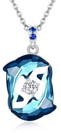 DAYLINLOVE Delphin Halskette 925 Sterling Silber Delphin Anhänger Halskette mit blauem Kristall Ozean Schmuck Geschenke für Frauen Delphin Liebhaber
