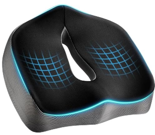 POOTACK Sitzkissen - Sitzkissen Bürostuhl & Auto für Sitzkomfort, Memory-Schaum mit Loch & U-förmigem Design für Bürostuhl, Auto, Reif