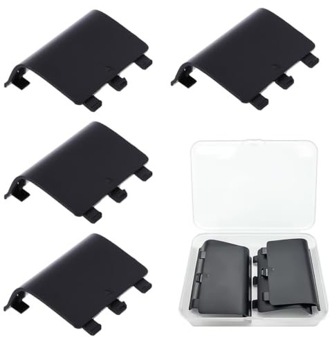 4 Pack Replacement Battery Back Cover for Xbox One Controller Repair Shell Cover Part for Xbox One Black Battery Door Lid Accessories for Xbox Wireless Controller