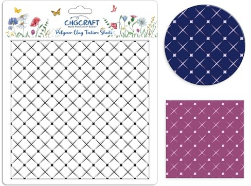 CHGCRAFT Lace Grid Texture Silicone Stamp Tulle Polymer Clay Molds DIY Geometric Pattern Clay Texture Tools for Clay Pottery Earring Jewelry Making Stamp Engraving Machines, Tartan, 5,5x5,5 pollici