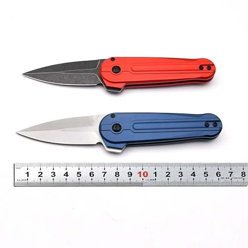 Couteau pliant de 16,8 cm - Rouge - En aluminium et acier S90V - Couteau d'extérieur - Mini couteau de survie - Petit couteau de chasse - Couteau à une main tranchant - Couteau multifonction pliable