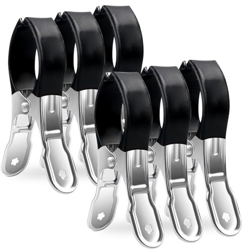 Stainless Steel Towel & Clip Pack of 6 Large Clothes Pegs for Beach Loungers, Laundry, and Thick Clothes