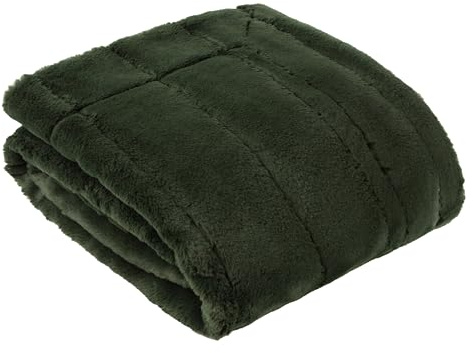 Paoletti Empress Throw (Pine - 140x200cm) | Luxury Heavyweight Soft Faux Fur Elegant Minimalist Decorative Sofa Bed Blanket