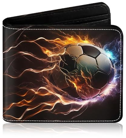 Ruispeed Portefeuille garçon Cool à Deux Volets avec Motif Football Protection RFID fenêtre ID et Compartiment pour pièces Idéal comme Cadeau d'anniversaire ou de Noël pour garçons 8-15 Ans