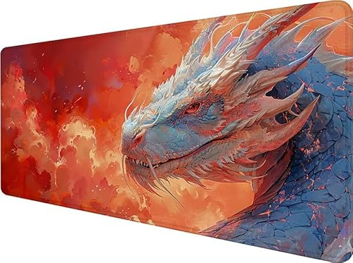Gaming Mouspad XXL 600x300x3mm, Mouse Pad Farbe Mousepad Dragon Motiv Design, Mouse Pad mit rutschfeste Gummiunterseite, Verbessert Geschwindigkeit und Präzision, PC Zubehör Gaming Geschenke L-9594
