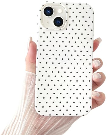 SmoBea for iPhone 14 Case Cute Polka Dot Phone, Beautiful and Stylish, Soft and Slim TPU Shockproof Protective Case for Women Girls,White