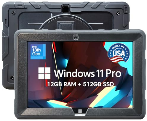 Fusion5 Built in USA 10.1” Windows 11 Professional Rugged Tablet PC - 12GB RAM, 512GB SSD, Intel 13th Gen, Full HD Windows Tablet Computer, HDMI, USB C - 2 Year Full Warranty with Accidental Damage