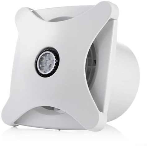 Yhenlovtt Ventilatore da soffitto per bagno, 28 W, con luce, 6400 lumen, LED bianco, silenzioso, per vasca o WC, montaggio a parete, 2350 giri/min, materiale ABS