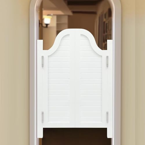 Puertas batientes de madera maciza for cafeterías: elegante puerta doble interior for cocinas, baños y espacios comerciales.(White,85x100cm)