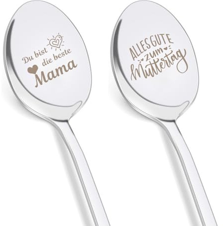 Geschenke für Mama, 2 Stücke Kaffeelöffel mit Gravur-Du Bist Die Beste Mama