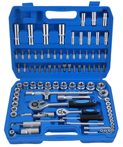 maXpeedingrods 94Pcs CRV Socket Tool Set 1/4 1/2 Drive Metric Hex Star Ratchet Extension Socket Set 4mm-32mm