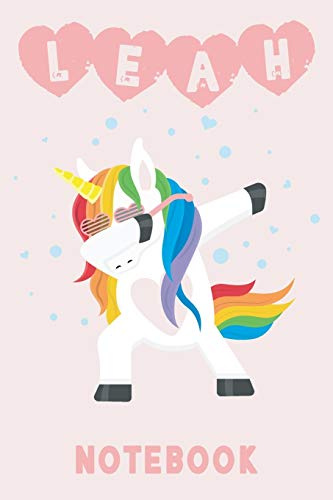 LEAH: Unicorn Blank Lined Journal Notebook For Girls, 6 x 9, 110 Pages Perfect For Journaling, Notes, Diary & Doodling, Name Note Pad For Children, Kids, Teens & Adults