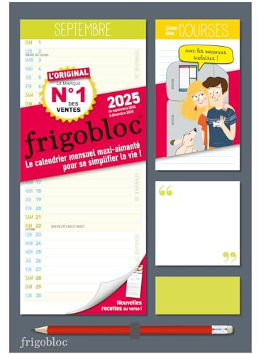 Frigobloc Mensuel compact 2025 - Calendrier d'organisation familiale / mois: (de sept. 2024 à déc. 2025)