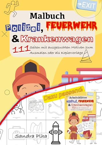 KitaFix Malbuch Polizei, Feuerwehr und Krankenwagen: 111 Seiten mit ausgesuchten Motiven zum Ausmalen oder als Kopiervorlage