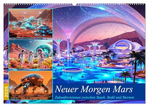 Neuer Morgen Mars (Wandkalender 2026 DIN A2 quer), CALVENDO Monatskalender: Zukunftsvisionen zwischen Staub, Stahl und Sternen (CALVENDO Wissenschaft)