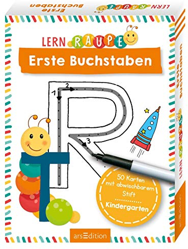 Lernraupe – Erste Buchstaben: 50 Karten mit abwischbarem Stift | Übungsmaterial für den Kindergarten