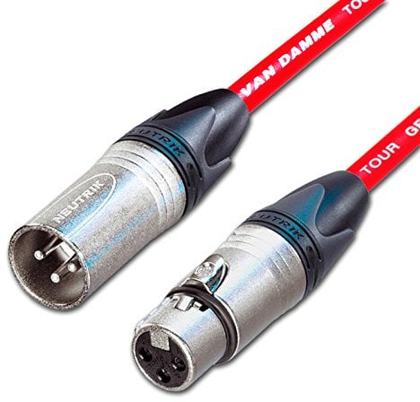 Designacable 10.0m Van Damme Neutrik Silver XLR to XLR Microphone Lead - Red