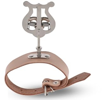 GEWA Porte-partitions de marche Flûte - Nickelé - Petite Lyra - 1 poussoir - Large bracelet en cuir