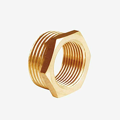 BSP Connector 2PCS Brass Reducer Connector Female Male BSP Thread Hex Bushing Pipe Adapter for Hose Pipe (3/4 Male to 3/8 Female)