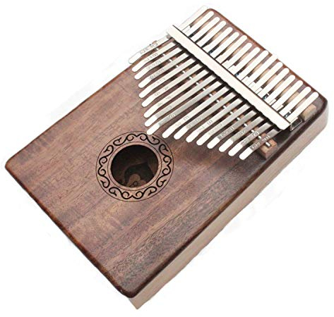 17 Tasten Kalimba Thumb Piano Hochwertiger, solider KOA-Körper mit Lernbuch, Stimmhammer, Beuteltasche, Aufkleber, zweisprachiger Anleitung