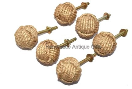 6 pomos de puerta con nudos – tiradores náuticos para cajones – tiradores de cuerda de yute para cajones