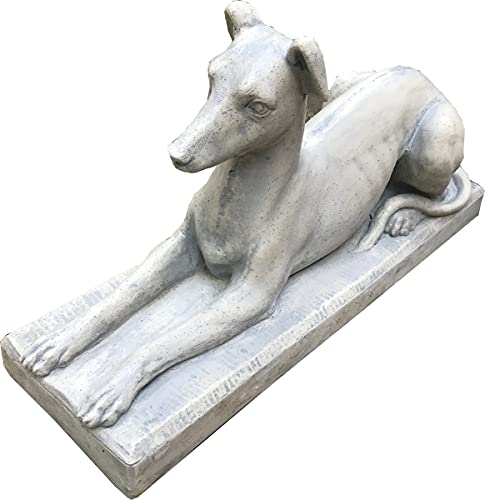 Casa Padrino Jugendstil Garten Skulptur Hund Massiv & Schwer 83 x 27 x H47 cm - Gartenskulptur Deko Antik Stil Grau