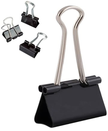D.RECT Metal Foldbackklammern - Foldback Klammern Verpackung 12 Stück x 12 Pack(144 Klammern) 32mm - Vielzweckklammern, Metall Binder Clips für: Notizen, Briefpapier - Büroklammern Gross, Schwarz