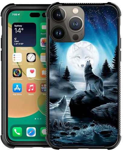 CARLOCA Compatible with iPhone 11 Pro Case,Star Howling Wolfs iPhone 11 Pro Cases for Girls,Graphic Design Shockproof Anti-Scratch Drop Protection Case for iPhone 11 Pro