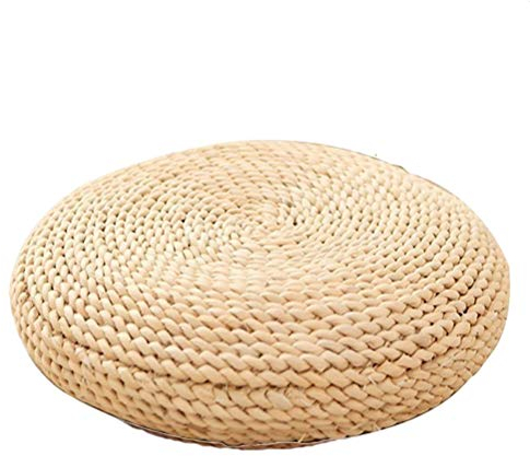 Merkts Rundes Strohkissen, runde dicke Bodenmatte, Fitness, Yoga, Meditation, Beige 30 x 30 cm