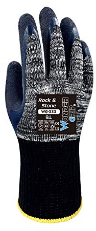 Wondergrip - Rock & Stone - WG-333 Safety Gloves - Double Latex Coating - Non-Slip Grip - Heat, Cold, Cut Level B Protection - Heavy Duty & Ergonomic Fit - Grey - XX Large