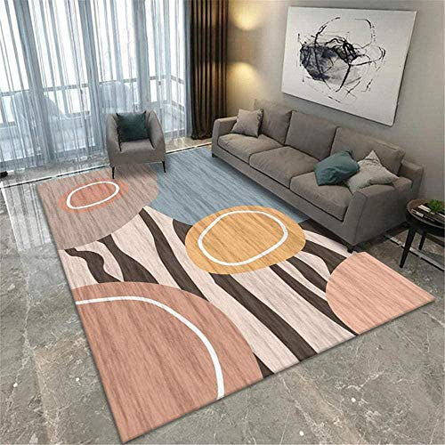Modern Shine Teppich Kurzflor Blaues Senfgelb geometrisch für Wohnzimmer Schlafzimmer Teppich Büro Teppiche Leicht zu reinigen 140×200CM (4ft7 x 6ft6)