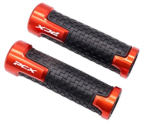 Motorrad Lenkergriffe, Universal Motorrad Lenkergriffe Gasgriff Rutschfeste Motorradgriffe Lenkergriffe Griff Aluminium Griffe Abdeckungen für Meisten Motorrand/Roller,Orange